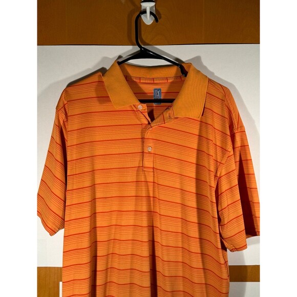 PGA Tour Orange Striped Polo Golf Athletic Shirt XXL - Picture 2 of 8